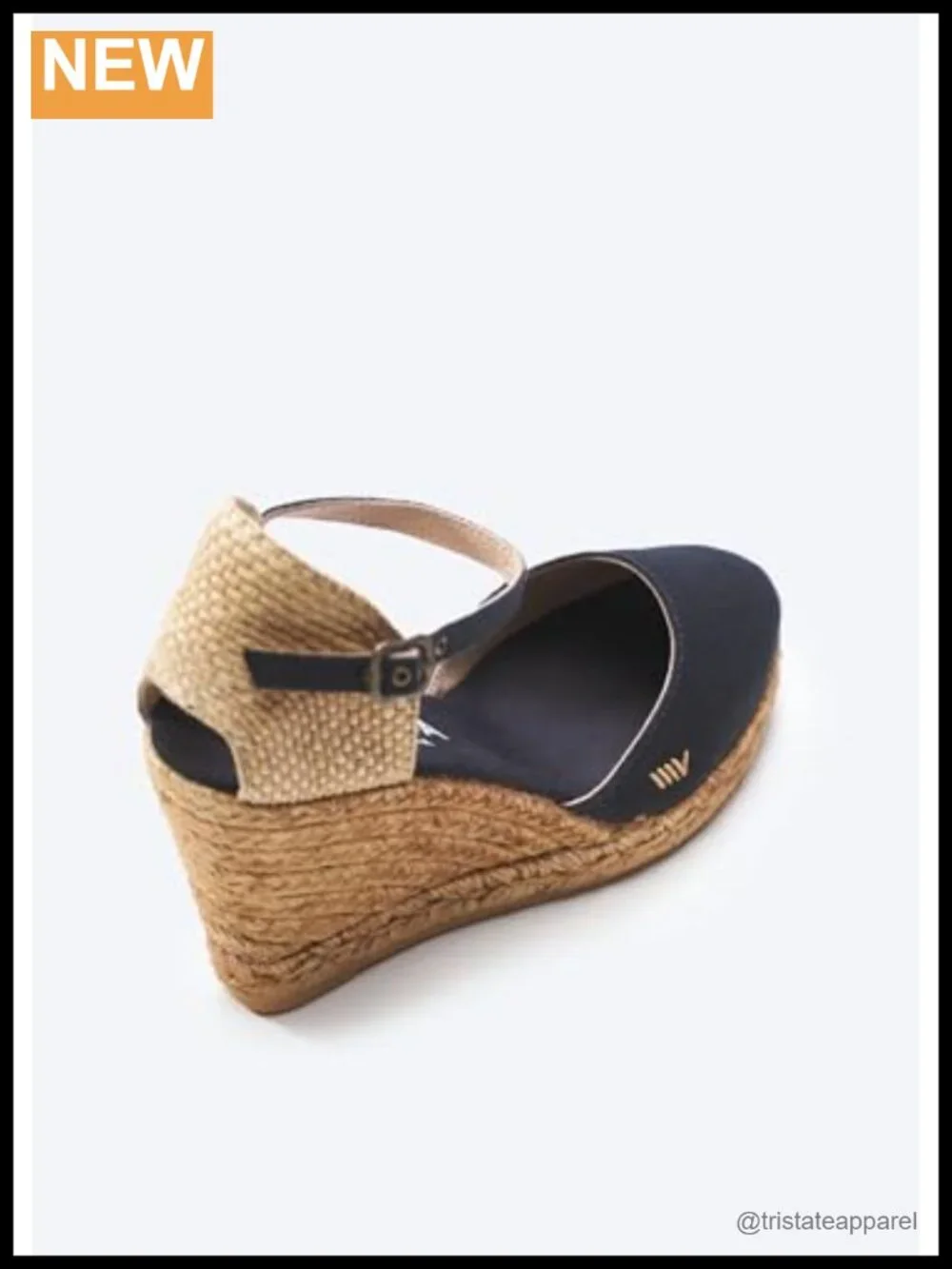 Wedge Espadrille Sandals Canvas Buckle Ankle Strap 3.5 Inch Heel